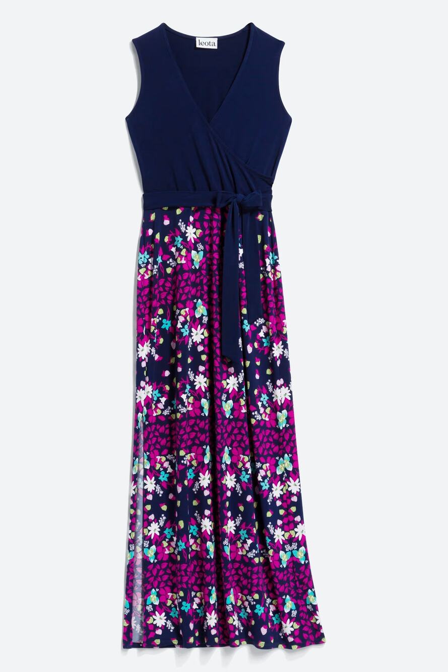 Leota Charice Faux Wrap Knit Maxi Dress PXL EUC